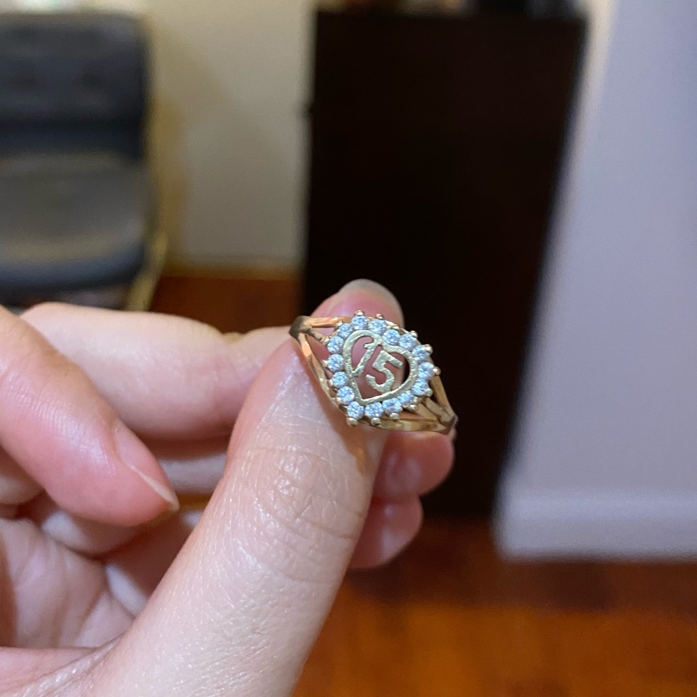 solid 14k yellow gold fifteen ring